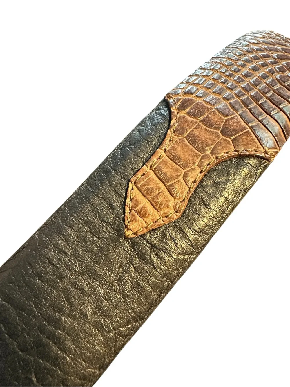 Black Leather and crocodile or alligator belt size 30 J. Hambleton logo